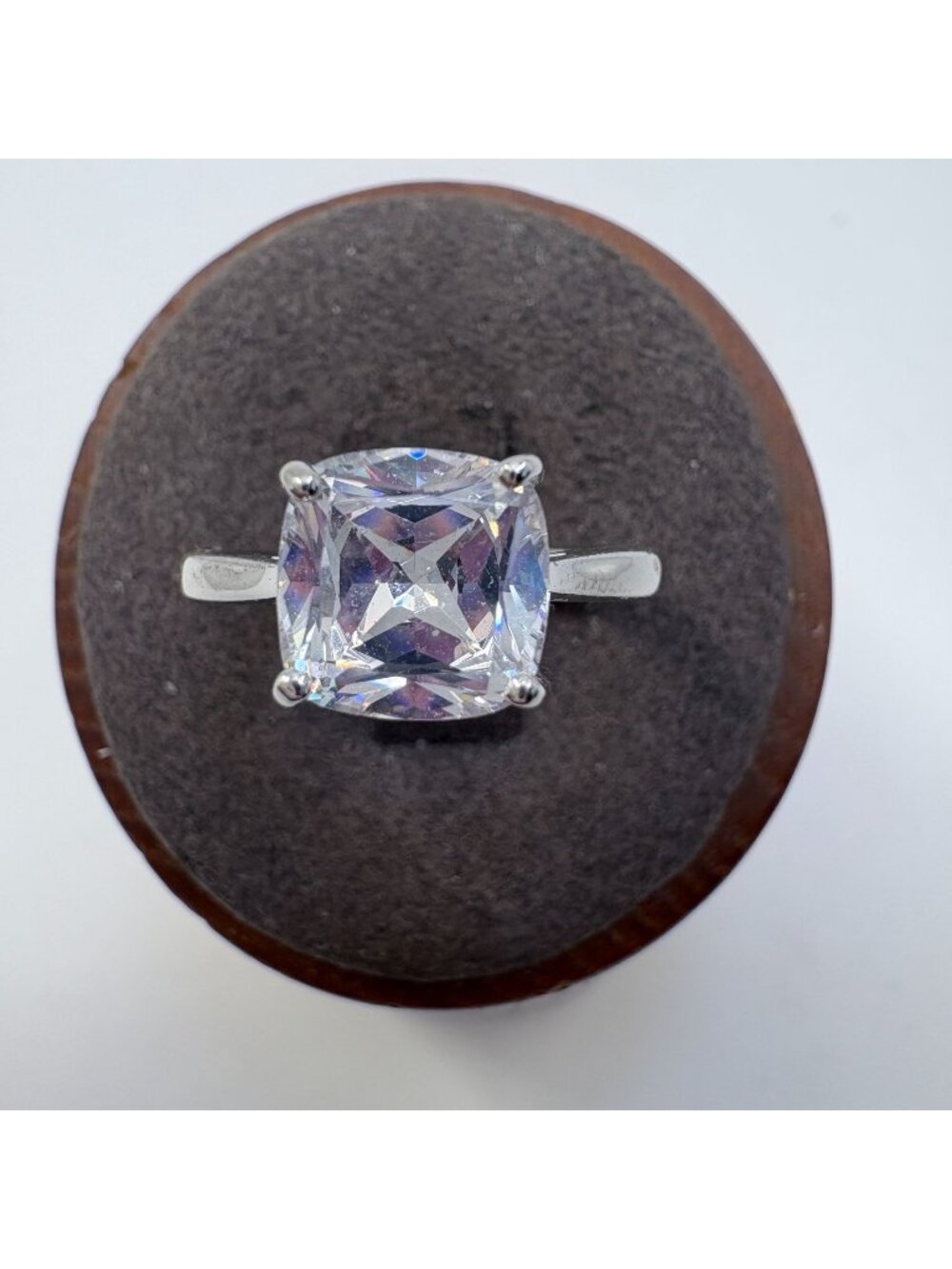 Cubic Zirconia Prong Set Statement Ring 925 Sterling Silver Size 7